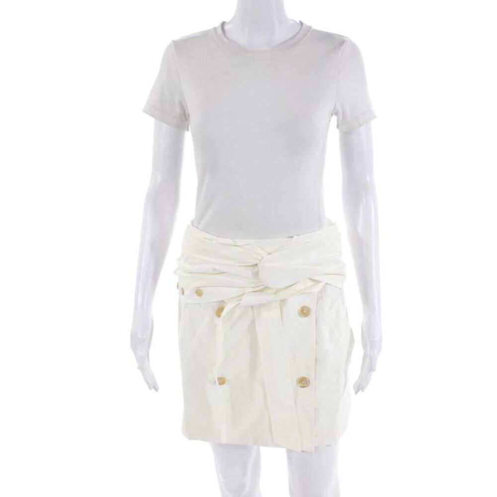 ROKH Womens Twist Front Mini Skirt - OffWhite Size 40